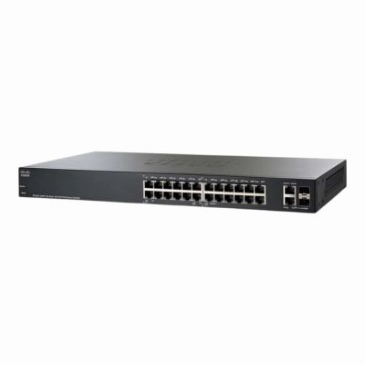 SF200-24FP Cisco Small Business 200 Series 24 x Ports PoE 10/100Base-T + 2 x Ports Combo SFP (mini-GBIC) Layer 2 Managed Rack-mountable Fast Ethernet Network Switch