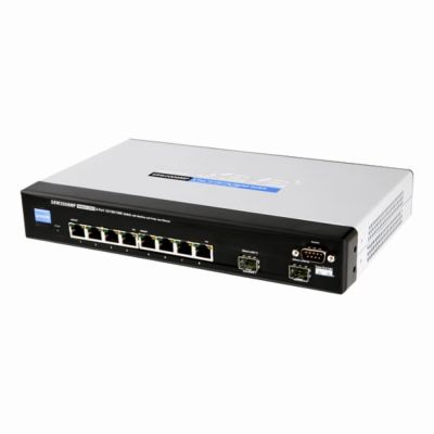 SRW2008MP Linksys 8-Port 10/100/1000 RJ-45 Ports Ethernet Switch and 2 Shared MiniGBIC Slots with WebView and Maximum POE