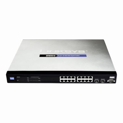 SRW2016-SG Linksys SRW2016 16-Port Gigabit Ethernet Switch with 2 x SFP Mini-GBIC Shared Ports