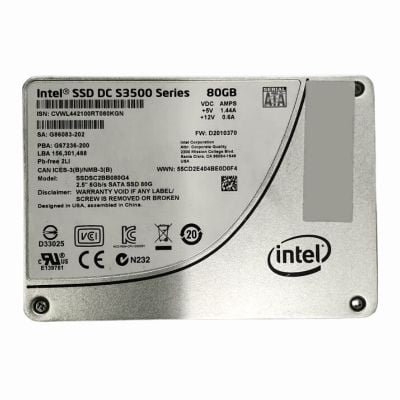 SSDSC2BB080G4 Intel DC S3500 Series 80GB MLC SATA 6Gbps (AES-256 / PLP) 2.5-inch Internal Solid State Drive
