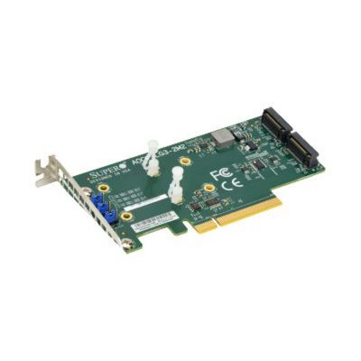 AOC-SLG3-2M2 - SuperMicro Dual-Port M.2 PCI-Express 3.0 x8 NVMe Low Profile Add-on-Card