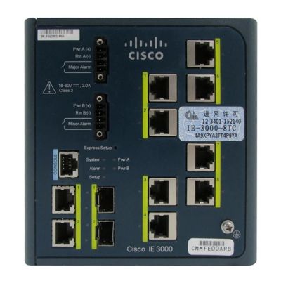 IE-3000-8TC-E Cisco Industrial Ethernet 3000 Series 8 x Ports 10/100Base-TX + 2 x Combo Gigabit SFP Layer 2 managed DIN Rail-Mountable Fast Ethernet Network Switch