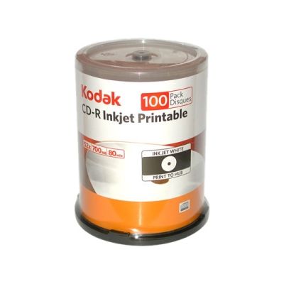 22300 Kodak CD Recordable Media - CD-R - 52x - 700 MB - 100 Pack Spindle - 120mm - Inkjet Printable - 1.33 Hour Maximum Recording Time