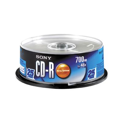 25CDQ80RSP Sony 48x CD-R Media - 700MB - 120mm Standard - 25 Pack Spindle