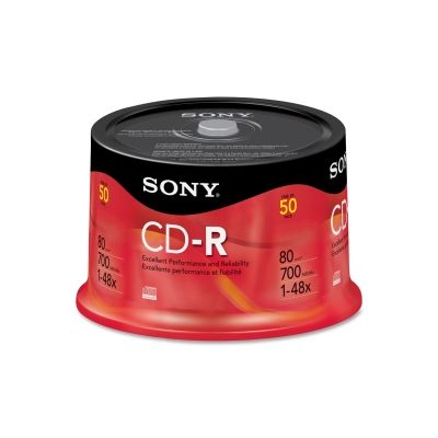 50CDQ80RS Sony 48x CD-R Media - 700MB - 120mm - 50 Pack Spindle