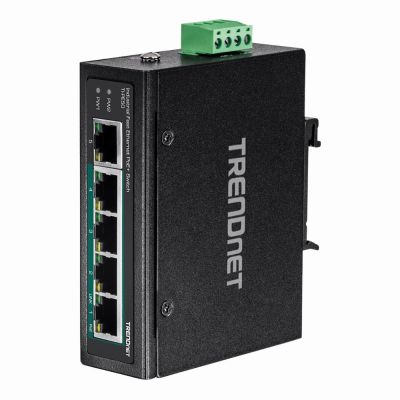 TI-PE50 TRENDnet 5-Port Industrial Fast Ethernet PoE+ DIN-Rail Switch