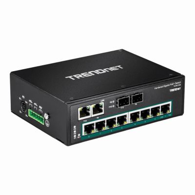 TI-PG102F TRENDnet 10-Port Industrial Gigabit PoE+ Wall-Mounted Front Access Switch