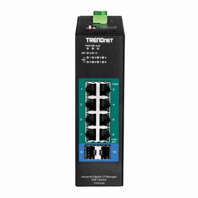 TI-PG102i TRENDnet 10-Port Industrial Gigabit L2 Managed PoE+ DIN-Rail Switch