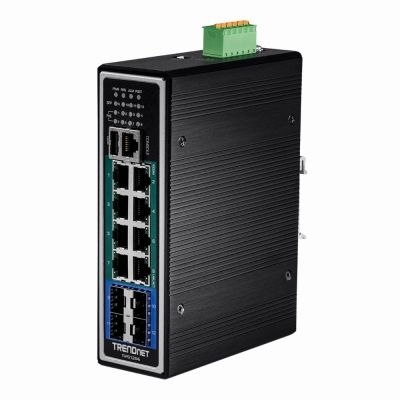 TI-PG1284i TRENDnet 12-Port Industrial Gigabit L2+ Managed PoE+ DIN-Rail Switch