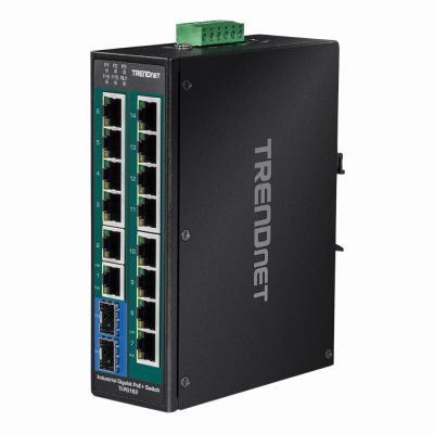 TI-PG162 TRENDnet 16-Port Industrial Gigabit PoE+ DIN-Rail Switch