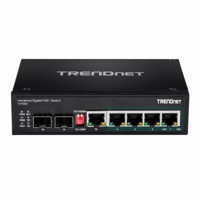 TI-PG62 TRENDnet 6-Port Hardened Industrial Gigabit PoE+ DIN-Rail Switch