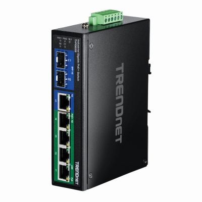 TI-PG62B TRENDnet 6-Port Industrial Gigabit PoE+ DIN-Rail Switch