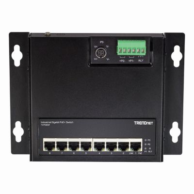 TI-PG80F TRENDnet 8-Port Industrial Gigabit PoE+ Wall-Mounted Front Access Switch