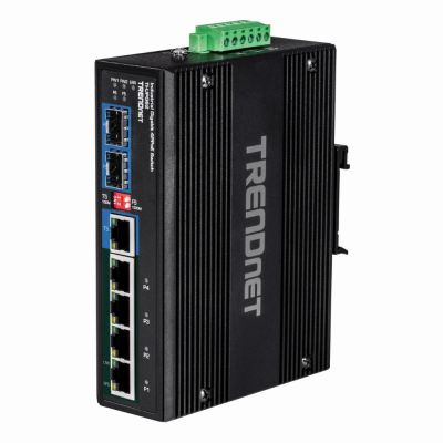 TI-UPG62 TRENDnet 6-Port Hardened Industrial Gigabit PoE++ DIN-Rail Switch