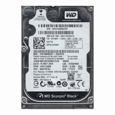 WD1600BEKT-75A25T0 Western Digital Scorpio Black 160GB 7.2K RPM 3Gb/s SATA 16MB Cache 2.5-Inch Hard Disk Drive