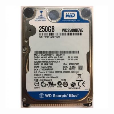 WD2500BEVE Western Digital Scorpio Blue 250GB 5400RPM ATA-100 8MB Cache 2.5-inch Internal Hard Drive