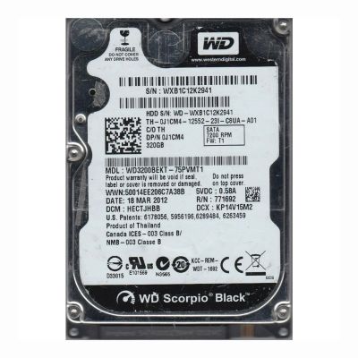 WD3200BEKT-75PVMT1 Western Digital Scorpio Black 320GB 7.2K RPM 3Gb/s SATA 512n 16MB Cache 2.5-Inch Internal Hard Drive