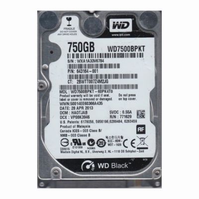 WD7500BPKT Western Digital Scorpio Black 750GB 7.2K RPM 3Gb/s SATA 16MB Cache 2.5-Inch Internal Hard Drive