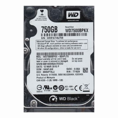 WD7500BPKX-00HPJT0 Western Digital Black 750GB 7.2K RPM 6Gb/s SATA 512n 16MB Cache 2.5-Inch Hard Disk Drive