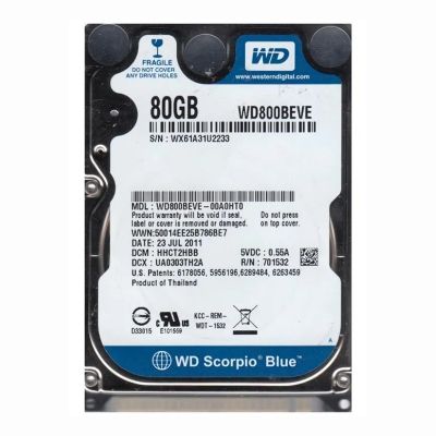 WD800BEVE-00A0HT0 Western Digital Scorpio Blue 80GB 5.4K RPM ATA-100 8MB Cache 2.5-Inch Hard Disk Drive
