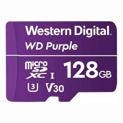 WDD128G1P0C Western Digital Purple 128GB UHS-I Class 10 V30 Write Surveillance MicroSDXC Card