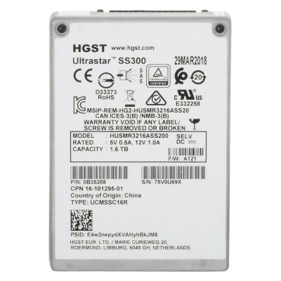 HUSMR3216ASS200 Western Digital Ultrastar DC SS530 1.6TB SAS 12Gbps Mixed Use 2.5-inch SSD