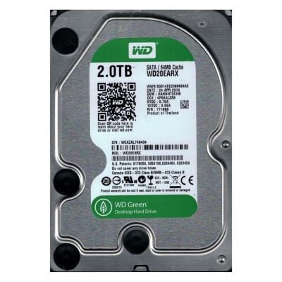 WD20EARX-00PASB0 Western Digital Caviar Green 2TB 5.4K RPM 6Gb/s SATA 64MB Cache 3.5-inch Hard Disk Drive