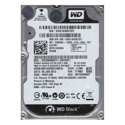 WD2500BEKT-75PVMT1 Western Digital Scorpio Black 250GB 7200RPM SATA 3GB/s 16MB Cache 2.5-inch Internal Hard Disk Drive