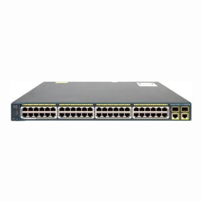 WS-C2960+48TC-S Cisco Catalyst 2960 Series 2960+48T 48 x RJ-45 Ports 10/100Base-TX + 2 x Dual-Personality SFP Uplinks Ports Layer 4 Managed Rack-Mountable Fast Ethernet Network Switch