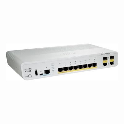 WS-C2960CG-8TC-L Cisco Catalyst 2960-C Series C2960CG-8TC 8 x RJ-45 Ports 10/100/1000Base-T + 2 x Dual GE Uplink Ports Layer 3 Managed 1U Rack-mountable Gigabit Ethernet Network Switch