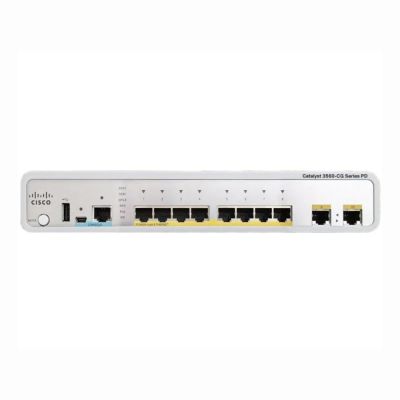 WS-C3560CPD-8PT-S Cisco Catalyst 3560-C Series C3560CPD-8PT 8 x RJ-45 Ports PoE+ 10/100/1000Base-T + 2 x GE Uplinks Ports Layer 2 Managed Wall-Mountable Gigabit Ethernet Network Switch