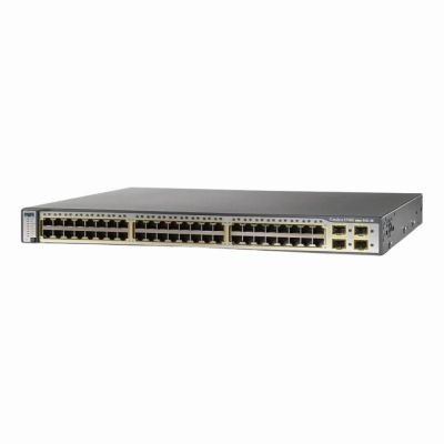 WS-C3750G-48PS-S-V06 Cisco Catalyst 3750G Series C3750G-48PS 48 x RJ-45 Ports PoE 10/100/1000Base-T + 4 x SFP Ports Layer 3 Managed 1U Rack-mountable Gigabit Ethernet Stackable Network Switch