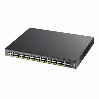 XGS2210-52 ZyXEL 48 x Ports PoE+ 10/100/1000Base-T + 4 x SFP+ Ports 10Base-X Layer 2 Managed 1U Rack-mountable Gigabit Ethernet Network Switch