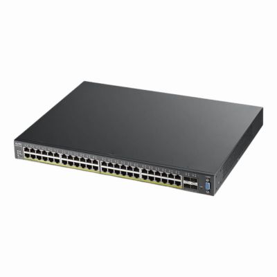 XGS2210-52HP ZyXEL 48 x Ports PoE+ 10/100/1000Base-T + 4 x SFP+ Ports 10Base-X Layer 2 Managed 1U Rack-mountable Gigabit Ethernet Network Switch