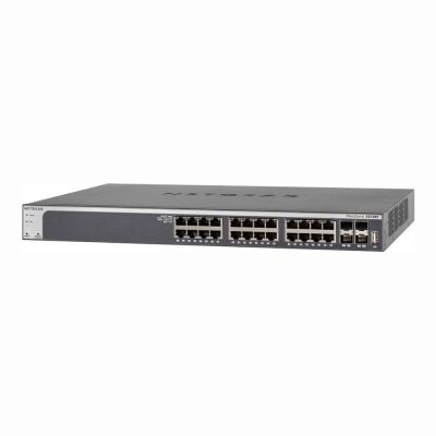 XS728T-100NES Netgear Prosafe XS728T 24 x Ports 10GBase-T + 4 x Ports SFP+ Layer 3 Managed Rack-mountable 10 Gigabit Ethernet Network Switch