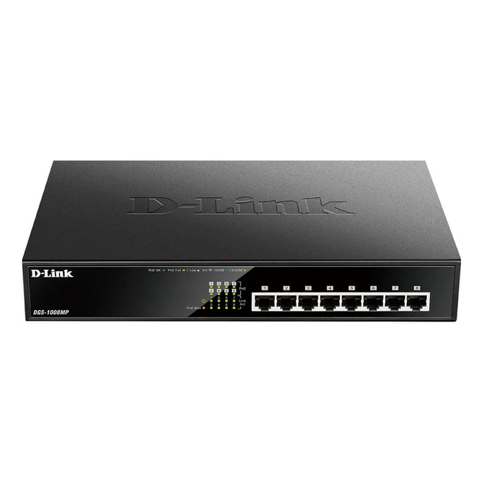 DGS-1008MP D-Link 8-Port PoE 10/100/1000Base-T Layer 2 Unmanaged Gigabit Switch