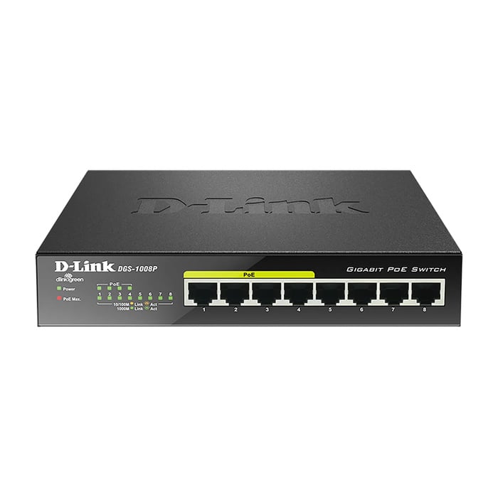 DGS-1008P D-Link 8-Port Gigabit PoE Switch 4 PoE Ports 10/100/1000Base-T