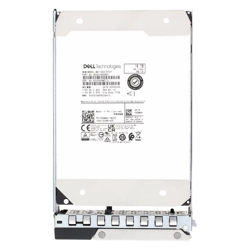 GGWNH Dell 16TB SAS 12Gbps 7.2K 512e 3.5-inch Hot-Plug NL-SAS HDD with Tray