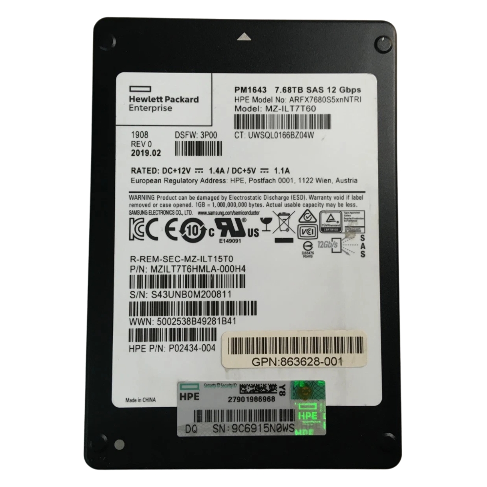 ARFX7680S5xnNTRI HPE 7.68TB SAS 12Gb/s 2.5-inch Enterprise SSD