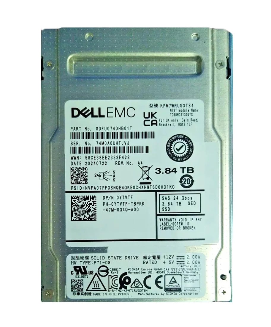 内蔵型ハードディスクドライブ Kioxia PM7-R 3.84TB SAS 24Gb/s SSD Kioxia PM7-R 3.84TB SAS 24Gb/s SSD