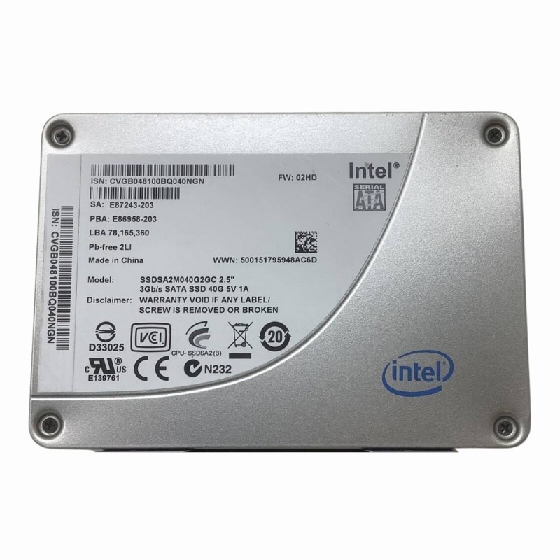 SSDSA2M040G2GC Intel X25-V 40GB 3Gb/s SATA MLC 2.5-inch Solid State Drive