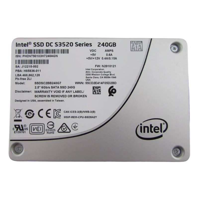 SSDSC2BB240G7 Intel DC S3520 Series 240GB 6Gb/s SATA 2.5-Inch Solid State Drive